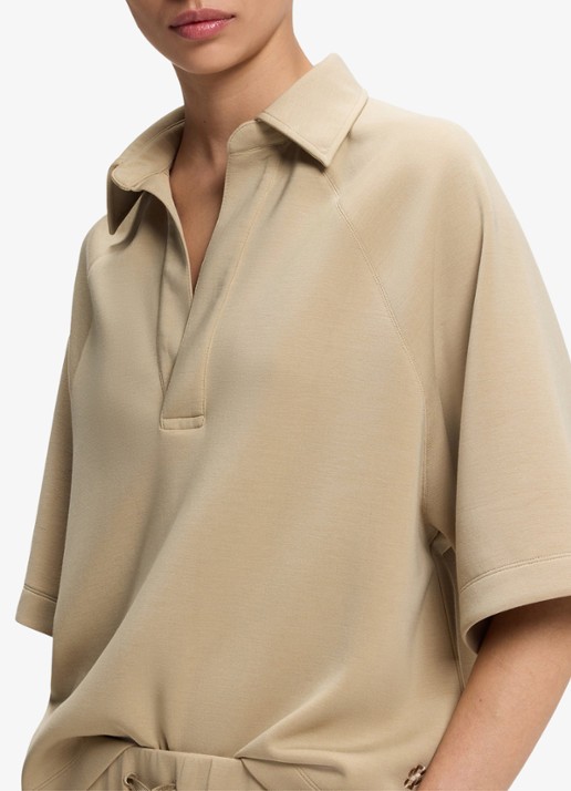 BOSS Oversized fit polo met gemêleerd dessin - detail 5 beige