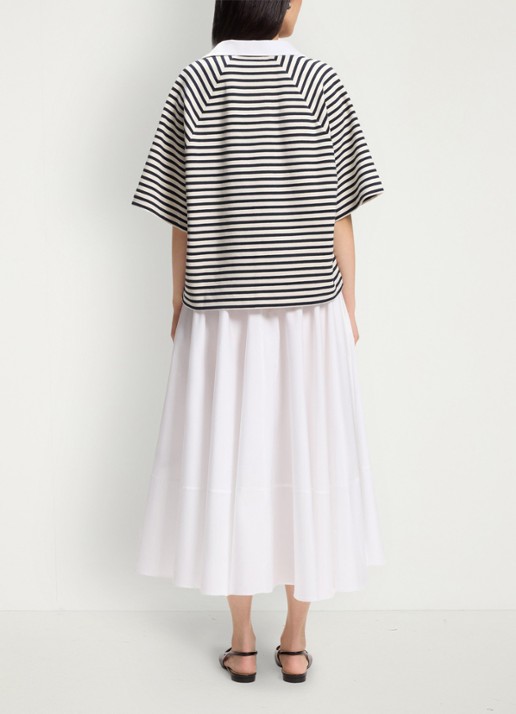 BOSS Oversized fit polo met streepprint - achterkant wit
