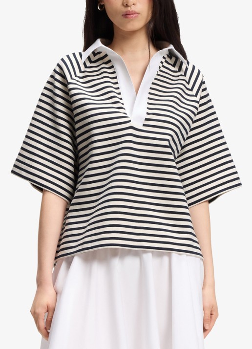 BOSS Oversized fit polo met streepprint
