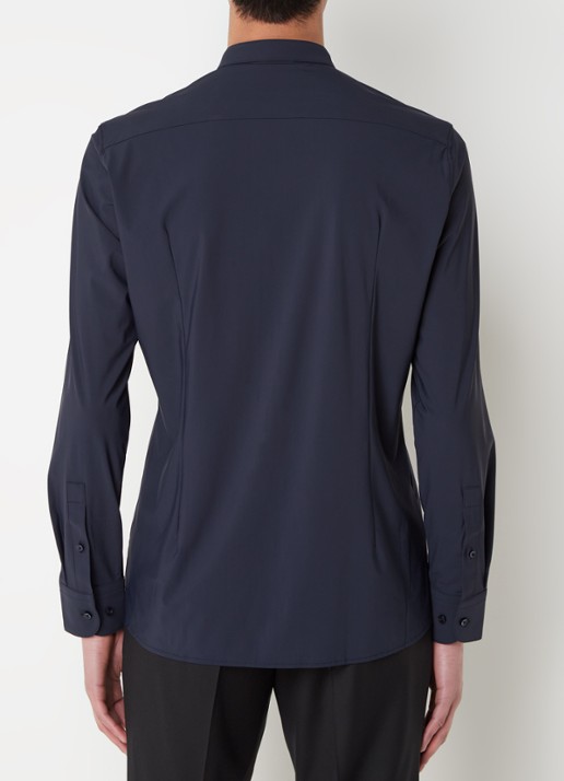 BOSS P-Hank slim fit overhemd met stretch - achterkant 9 donkerblauw