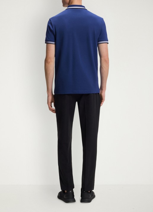 BOSS Paddy regular fit polo van piqué katoen met logo  - achterkant 4 medium blue-420 / blauw