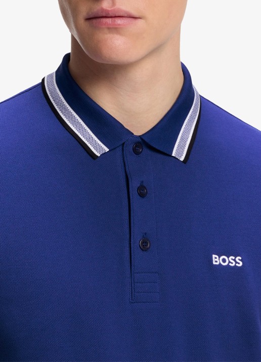 BOSS Paddy regular fit polo van piqué katoen met logo  - detail 3 medium blue-420 / blauw