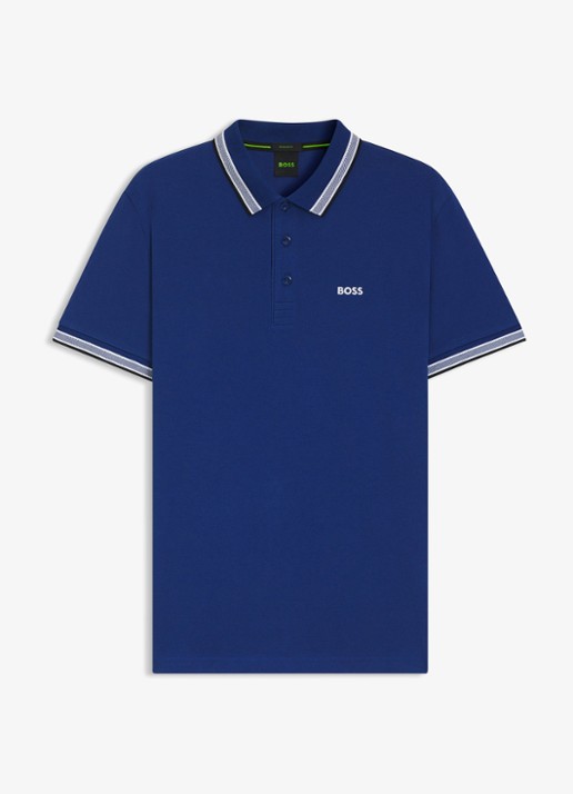 BOSS Paddy regular fit polo van piqué katoen met logo  - voorkant medium blue-420 / blauw