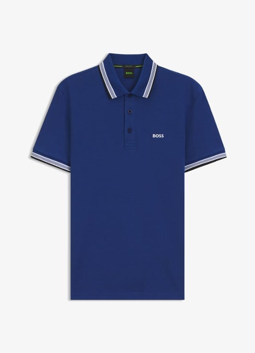 BOSS Paddy regular fit polo van piqué katoen met logo  - voorkant 5 medium blue-420 / blauw