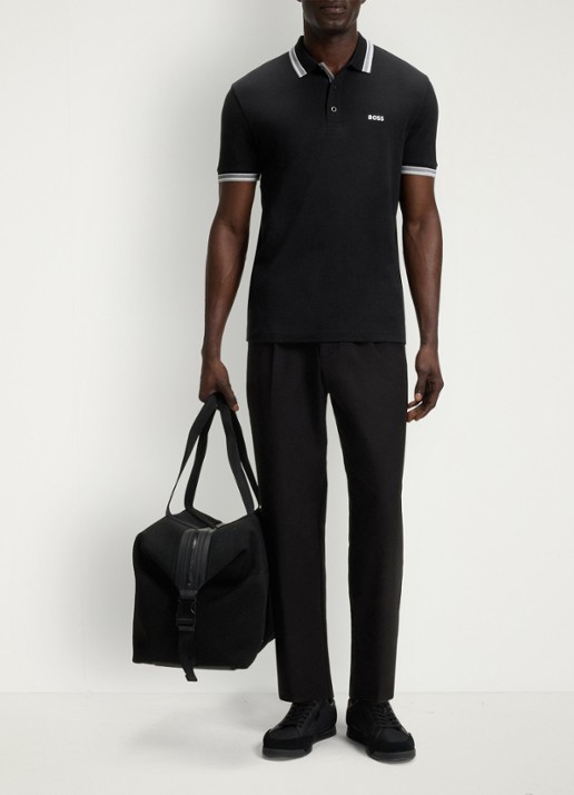 BOSS Paddy regular fit polo van piqué katoen met logo  - voorkant 5 zwart