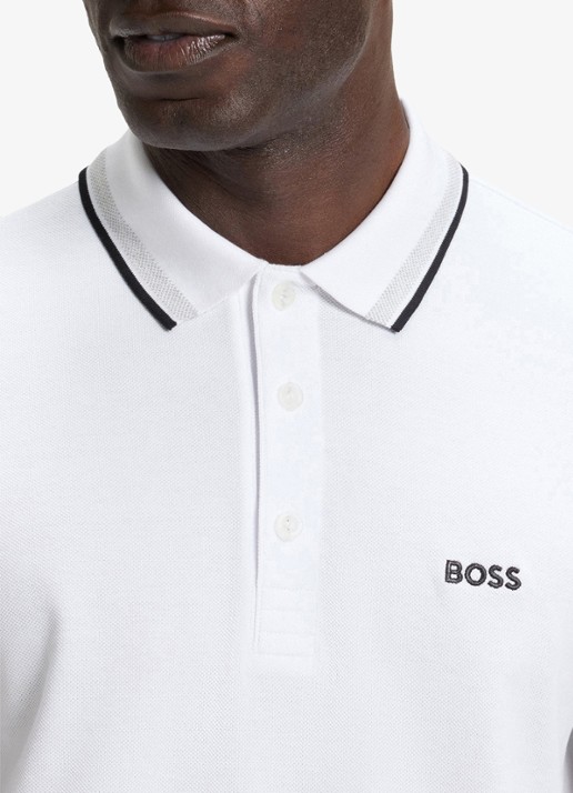 BOSS Paddy regular fit polo van piqué katoen met logo  - detail 7 white-100 / wit