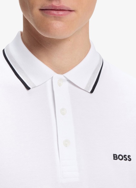 BOSS Paddy regular fit polo van piqué katoen met logo  - detail 8 white-100 / wit