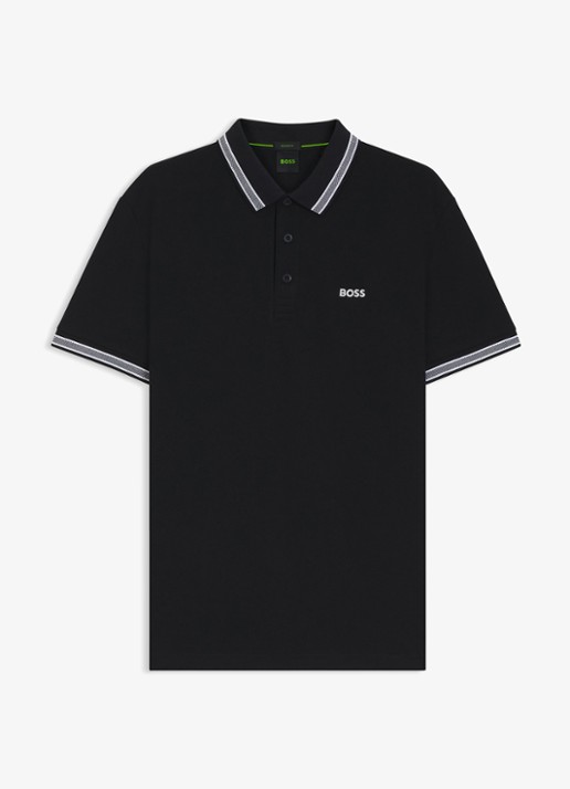 BOSS Paddy regular fit polo van piqué katoen met logo  - voorkant 2 donkerblauw