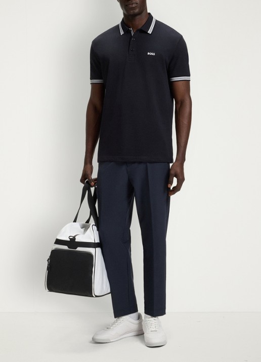 BOSS Paddy regular fit polo van piqué katoen met logo  - voorkant 3 donkerblauw