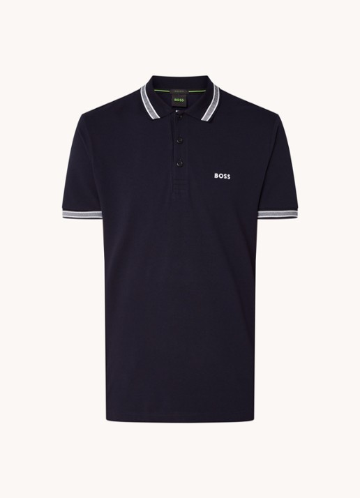 BOSS Paddy regular fit polo van piqué katoen met logo  - voorkant dark blue-402 / blauw