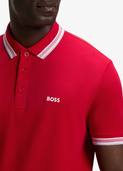 BOSS Paddy regular fit polo van piqué katoen met logo  - detail 6 medium red-610 / rood