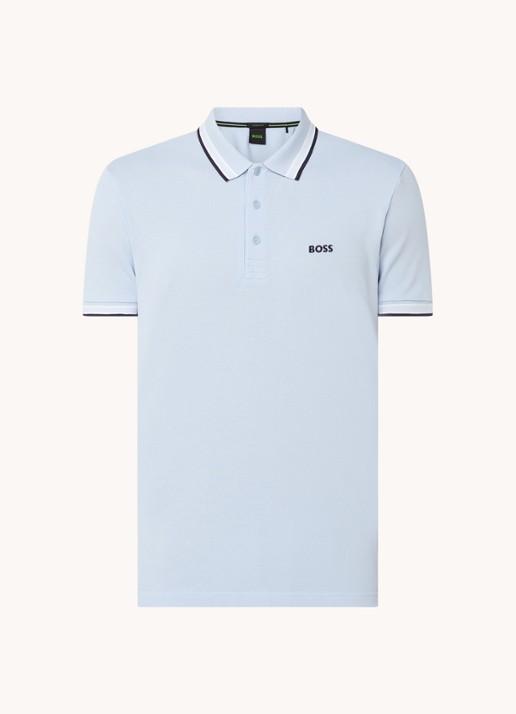 BOSS Paddy regular fit polo van piqué katoen met logo  - voorkant 3 light/pastel blue-450 / blauw