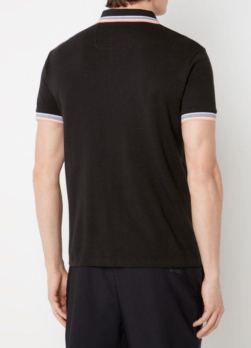BOSS Paddy regular fit polo van piqué katoen met logo  - achterkant 3 black-003 / zwart