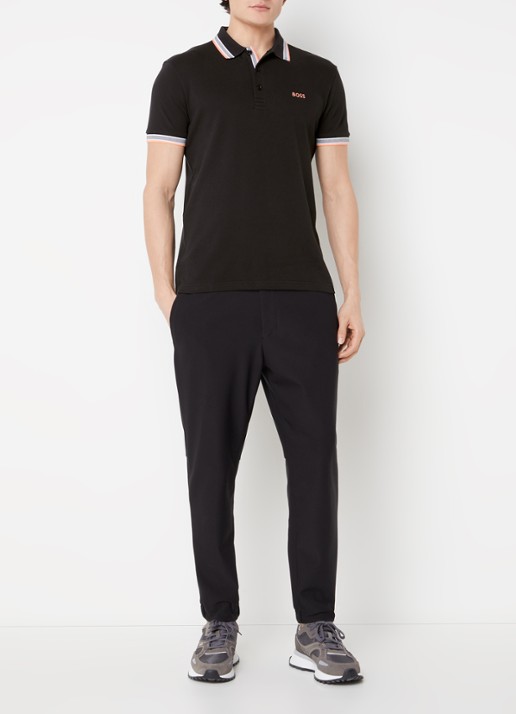 BOSS Paddy regular fit polo van piqué katoen met logo  - voorkant 2 black-003 / zwart