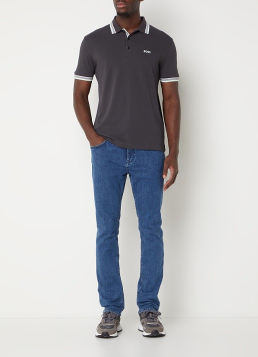 BOSS Paddy regular fit polo van piqué katoen met logo  - voorkant 2 charcoal-016 / grijs