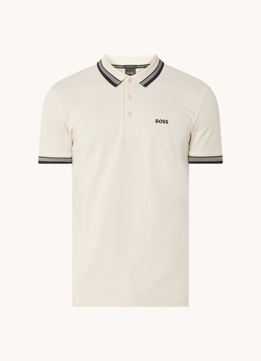 BOSS Paddy regular fit polo van piqué katoen met logo  - voorkant 2 open white-131 / wit
