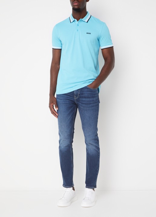 BOSS Paddy regular fit polo van piqué katoen met logo  - voorkant 2 turquoise/aqua-447 / blauw
