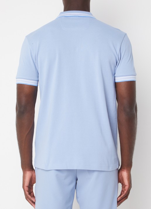 BOSS Paddy regular fit polo van piqué katoen met logo  - achterkant 3 open blue-498 / blauw