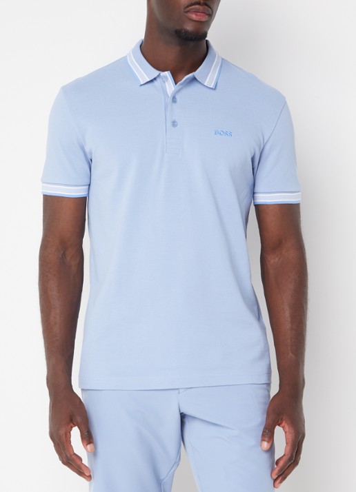 BOSS Paddy regular fit polo van piqué katoen met logo  - detail 4 open blue-498 / blauw