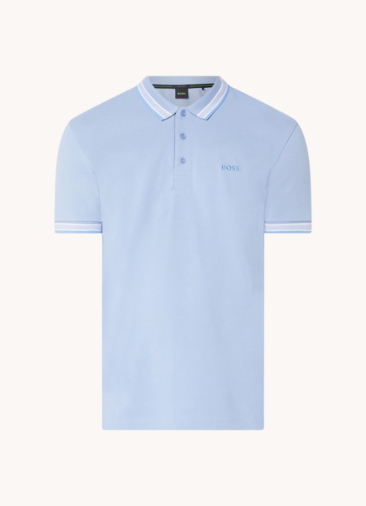 BOSS Paddy regular fit polo van piqué katoen met logo  - voorkant open blue-498 / blauw