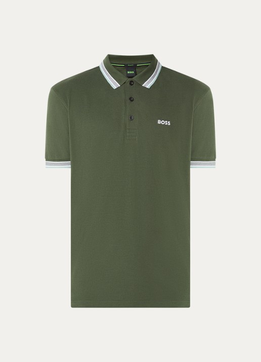 BOSS Paddy regular fit polo van piqué katoen met logo  - voorkant 2 open green-355 / groen