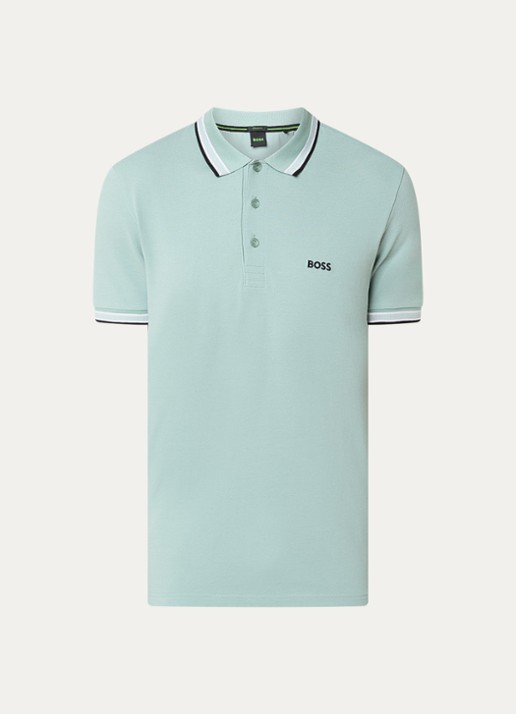 BOSS Paddy regular fit polo van piqué katoen met logo  - voorkant open green-357 / groen