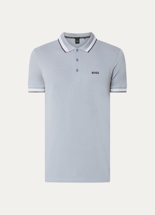 BOSS Paddy regular fit polo van piqué katoen met logo  - voorkant 2 dark grey-026 / grijs