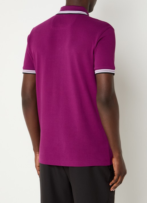 BOSS Paddy regular fit polo van piqué katoen met logo  - achterkant 2 bright pink-674 / paars