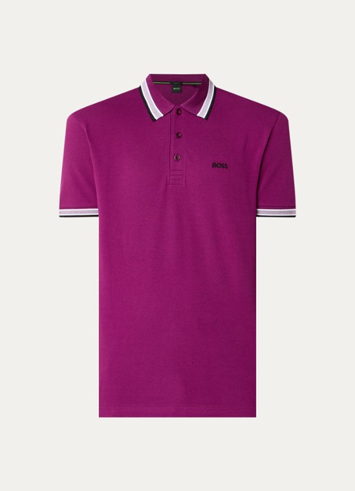 BOSS Paddy regular fit polo van piqué katoen met logo  - voorkant 3 bright pink-674 / paars