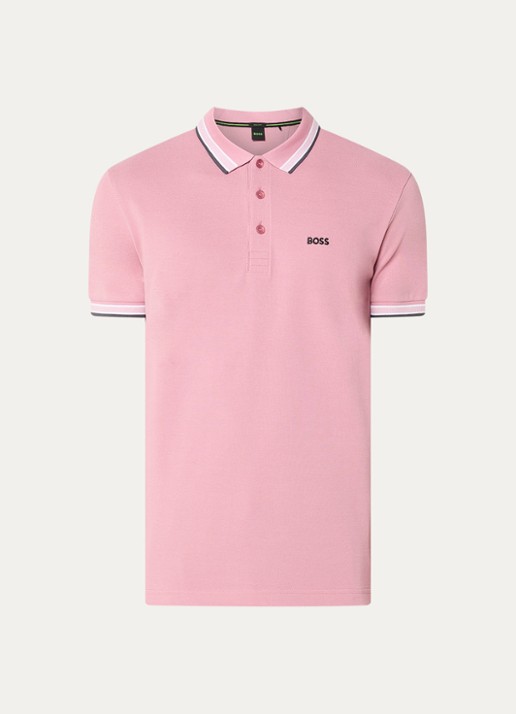 BOSS Paddy regular fit polo van piqué katoen met logo  - voorkant open pink-696 / roze