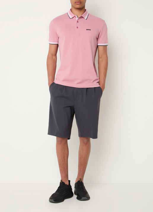 BOSS Paddy regular fit polo van piqué katoen met logo  - voorkant 2 open pink-696 / roze