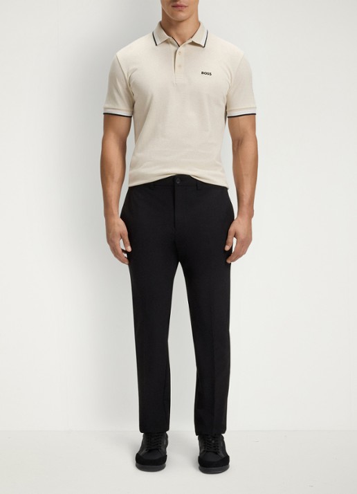 BOSS Paddy regular fit polo van piqué katoen met logo  - voorkant 3 open white-133 / wit