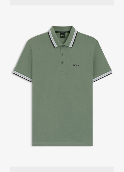 BOSS Paddy regular fit polo van piqué katoen met logo  - voorkant open green-359 / groen