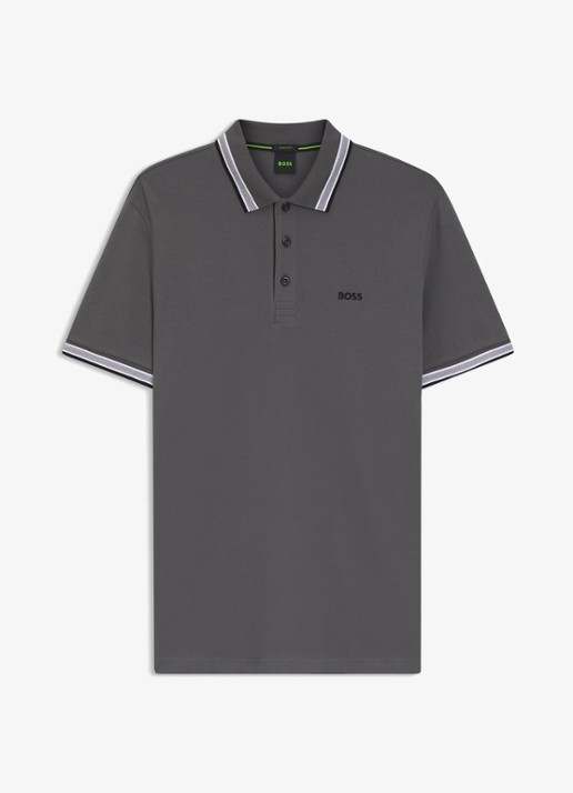 BOSS Paddy regular fit polo van piqué katoen met logo  - voorkant 4 open grey-071 / grijs