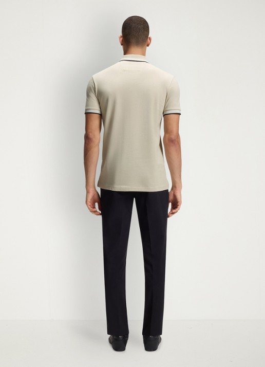 BOSS Paddy regular fit polo van piqué katoen met logo  - achterkant 6 light beige-276 / beige
