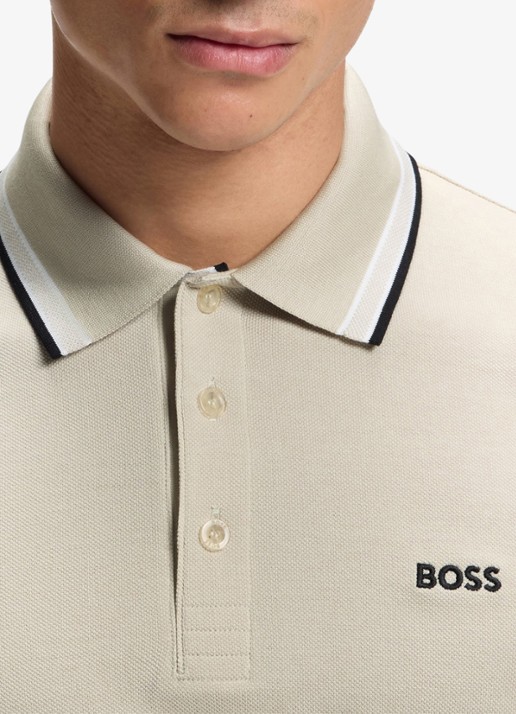 BOSS Paddy regular fit polo van piqué katoen met logo  - detail 3 light beige-276 / beige