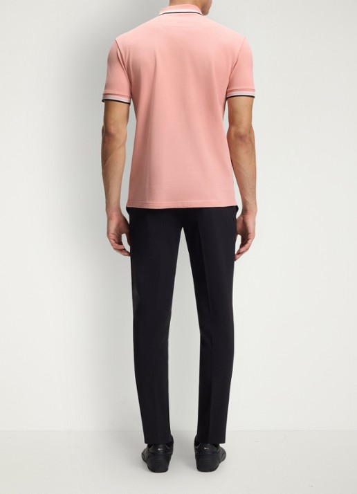 BOSS Paddy regular fit polo van piqué katoen met logo  - achterkant light/pastel pink-686 / roze