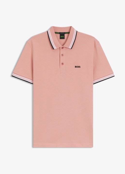 BOSS Paddy regular fit polo van piqué katoen met logo  - voorkant 2 light/pastel pink-686 / roze