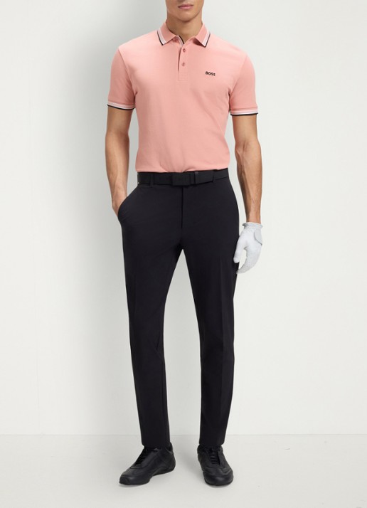 BOSS Paddy regular fit polo van piqué katoen met logo  - voorkant 3 light/pastel pink-686 / roze