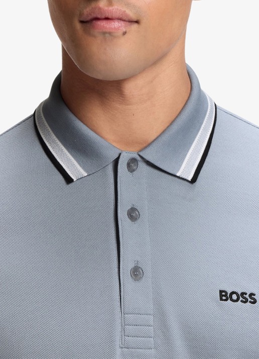 BOSS Paddy regular fit polo van piqué katoen met logo  - detail 3 dark grey-025 / grijs
