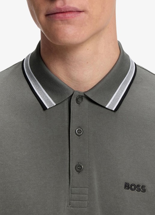 BOSS Paddy regular fit polo van piqué katoen met logo  - detail 2 light/pastel grey-054 / grijs