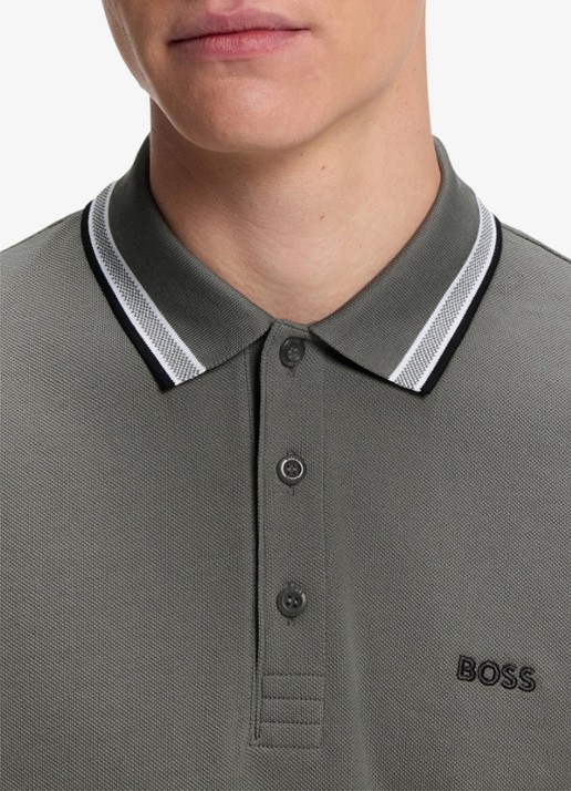 BOSS Paddy regular fit polo van piqué katoen met logo  - detail 3 light/pastel grey-054 / grijs