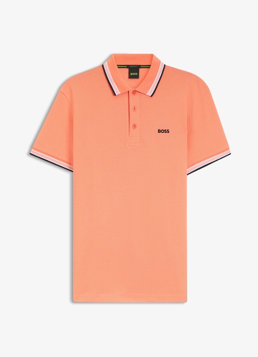 BOSS Paddy regular fit polo van piqué katoen met logo  - voorkant 4 pink-650 / roze