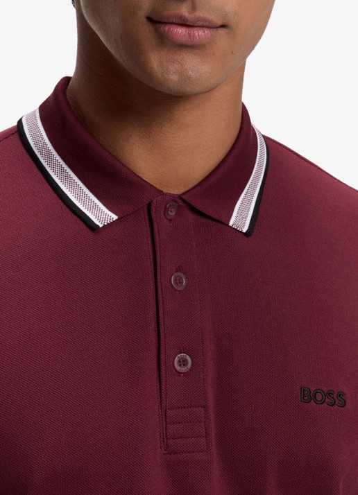 BOSS Paddy regular fit polo van piqué katoen met logo  - detail 5 dark pink-654 / roze