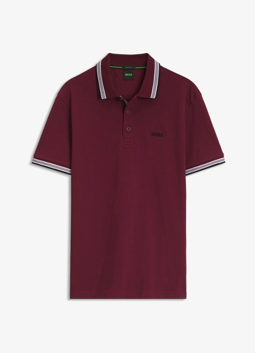 BOSS Paddy regular fit polo van piqué katoen met logo  - voorkant 2 dark pink-654 / roze