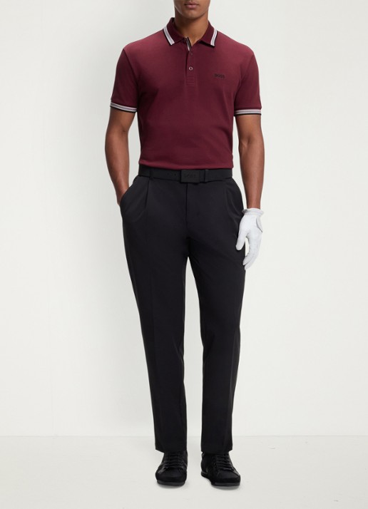BOSS Paddy regular fit polo van piqué katoen met logo  - voorkant 3 dark pink-654 / roze
