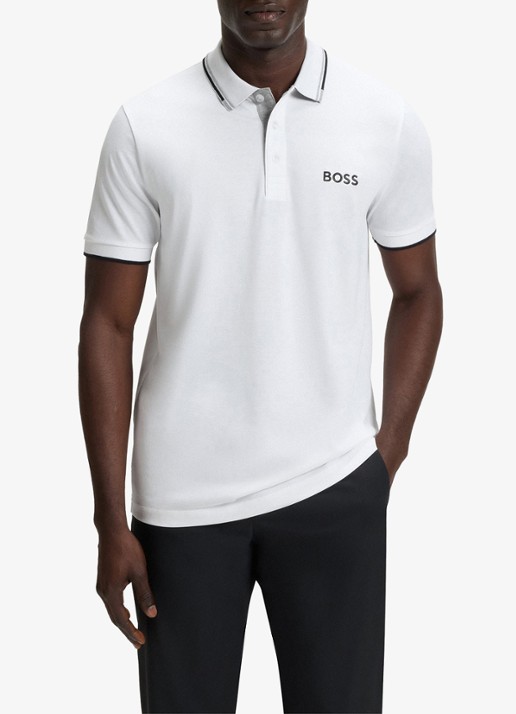 BOSS Paddy regular fit polo van piqué katoen  - detail 2 wit