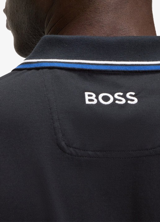 BOSS Paddy regular fit polo van piqué katoen  - detail 5 donkerblauw