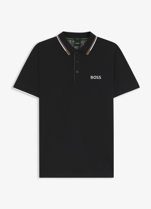 BOSS Paddy regular fit polo van piqué katoen  - voorkant 3 diepzwart