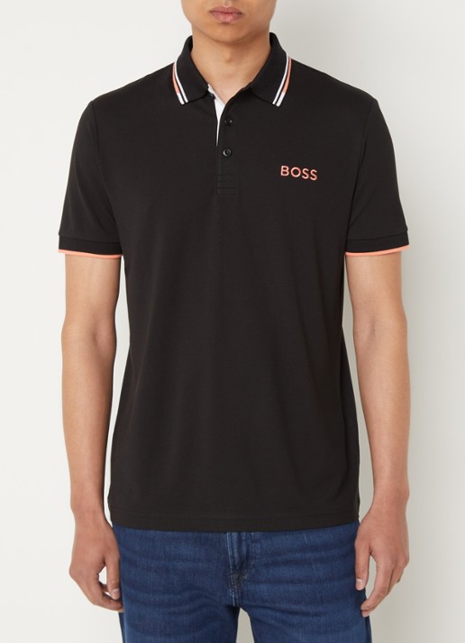 BOSS Paddy regular fit polo van piqué katoen  - detail zalmroze